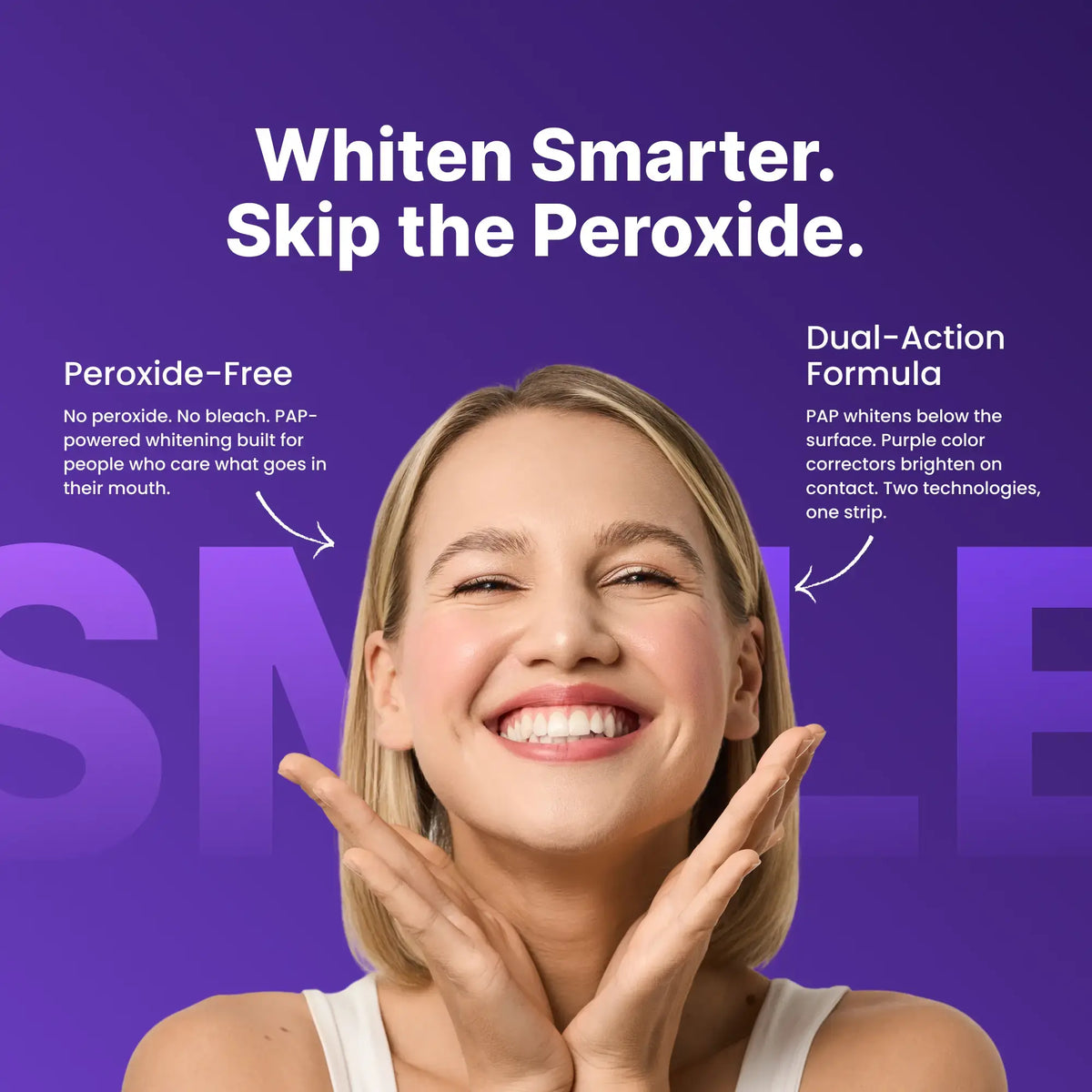 DRDENT Purple Oral Teeth Whitening Strips - 7/21 Sessions - Gentle Non-Sensitive, Peroxide-Free, Radiant Teeth Whitening Solution