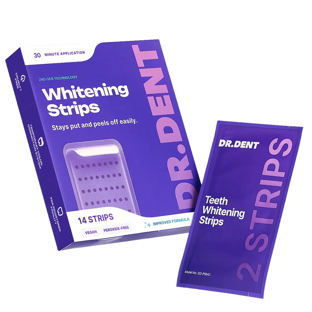 DRDENT Purple Oral Teeth Whitening Strips - 7/21 Sessions - Gentle Non-Sensitive, Peroxide-Free, Radiant Teeth Whitening Solution