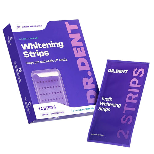 DRDENT Purple Oral Teeth Whitening Strips - 7/21 Sessions - Gentle Non-Sensitive, Peroxide-Free, Radiant Teeth Whitening Solution